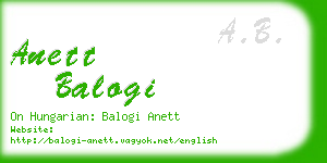 anett balogi business card